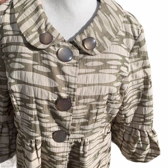 Mac & Jac Camouflage Lined Blazer/Jacket Peplum Bell Sleeves Large Buttons 12 - Picture 3 of 12